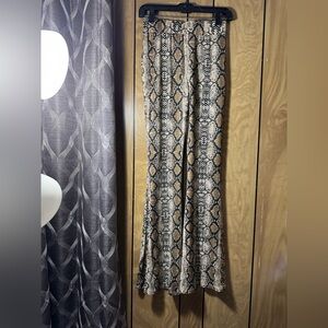 Snakeskin Print Bellbottom Pants